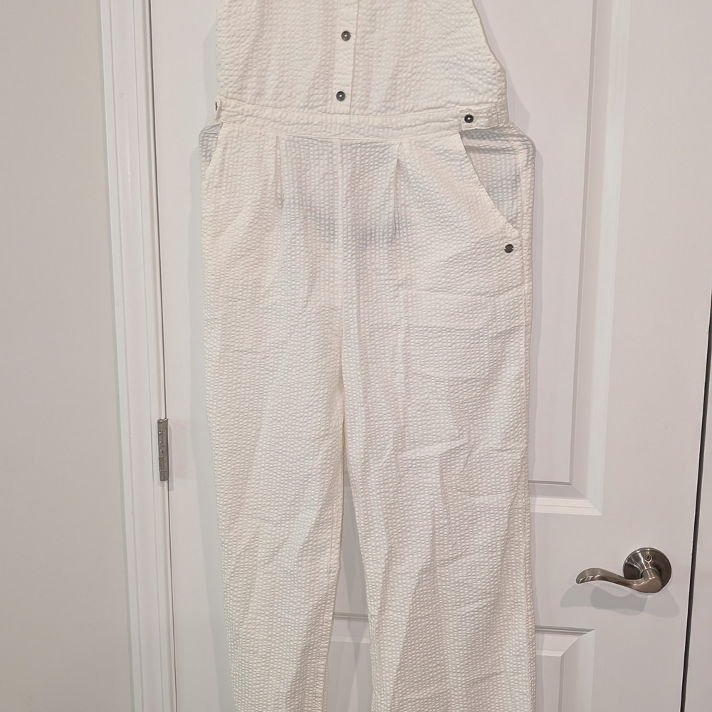 Roxy White Textured Overalls